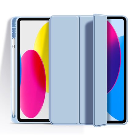 iPad Air 11 inch M4/ iPad Air 11 2026 Leather Tri-fold Cover Case with Pencil Holder Slot Silicone Back Shell